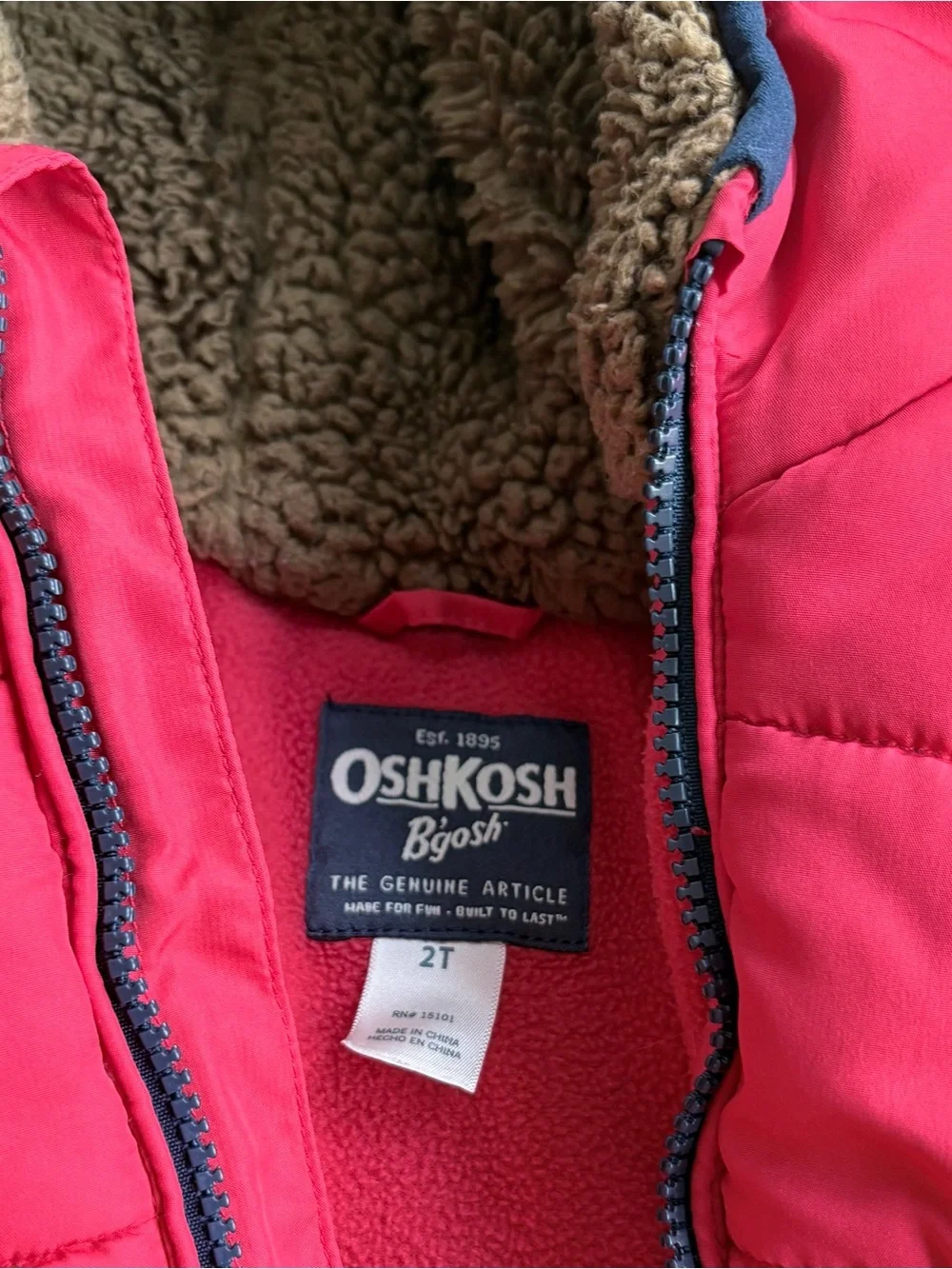 Oshkosh heavy weight toddler puffer jacket.